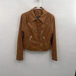 Lulus Faux Suede Moto Jacket Size Medium